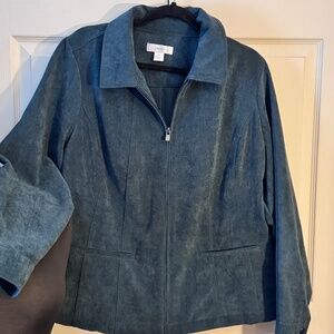 Cj Banks Jacket Full Zip 1X Dark Green